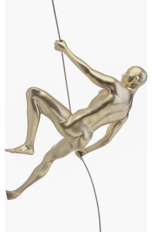 Metallic Wall Sculpture Climbing 8" Woman, Gold
