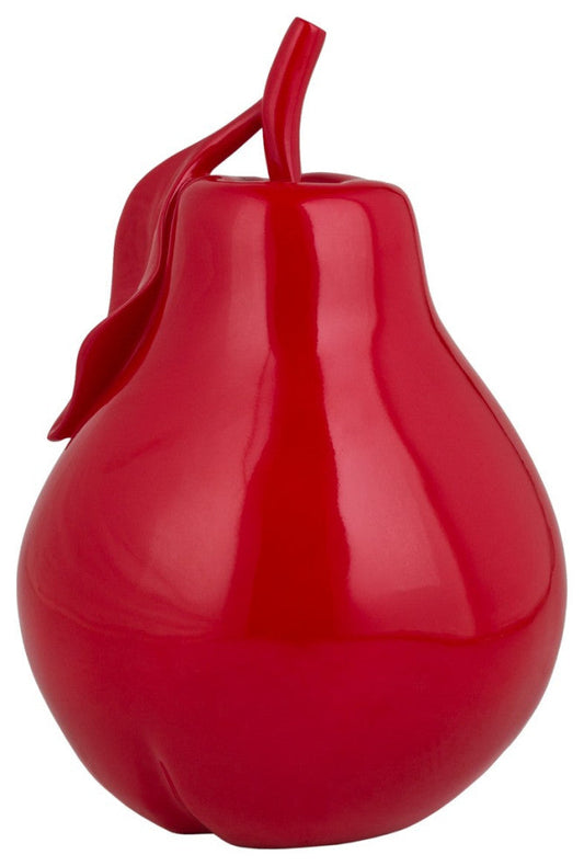 Finesse Decor, Pear Resin Sculpture, Red