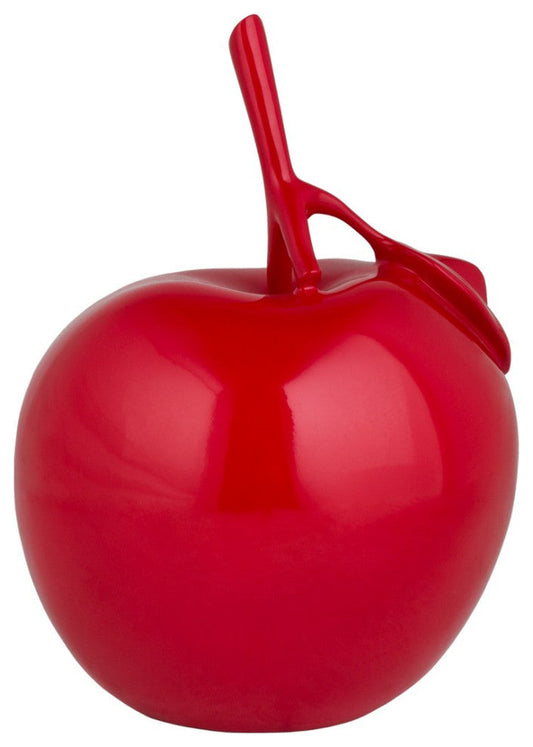 Finesse Decor, Resin Apple Sculpture, Chrome Style, Red