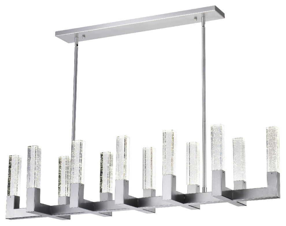 Finesse Decor 12 Light Rectangular Crystal Dianyi LED Chandelier // Chrome