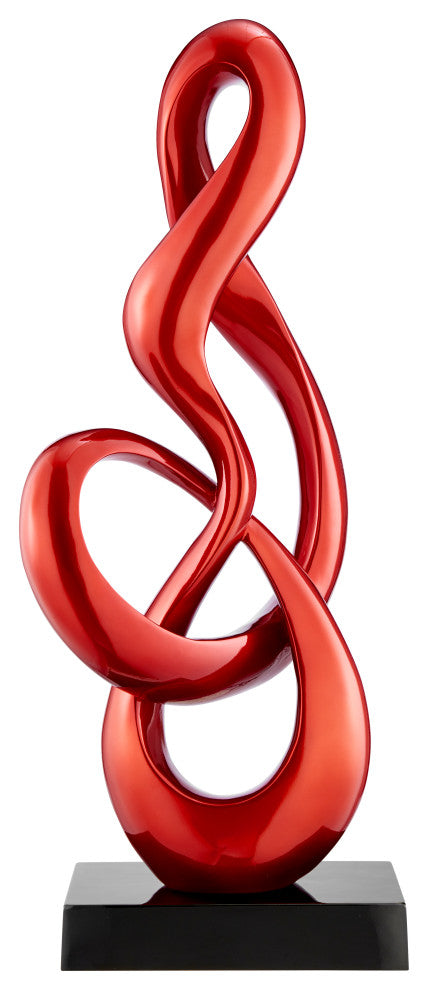Abstract Fire Resin Sculpture, Metallic Red, Large