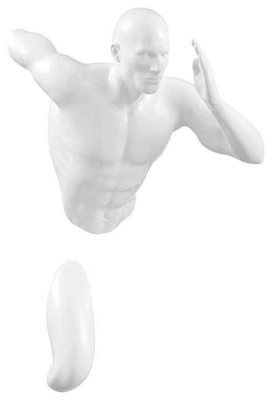 Glossy Wall Sculpture 13" Runner, White