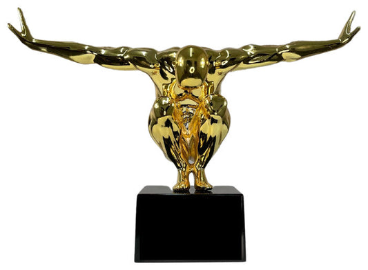 Saluting Man Sculpture, Large, Gold, Small