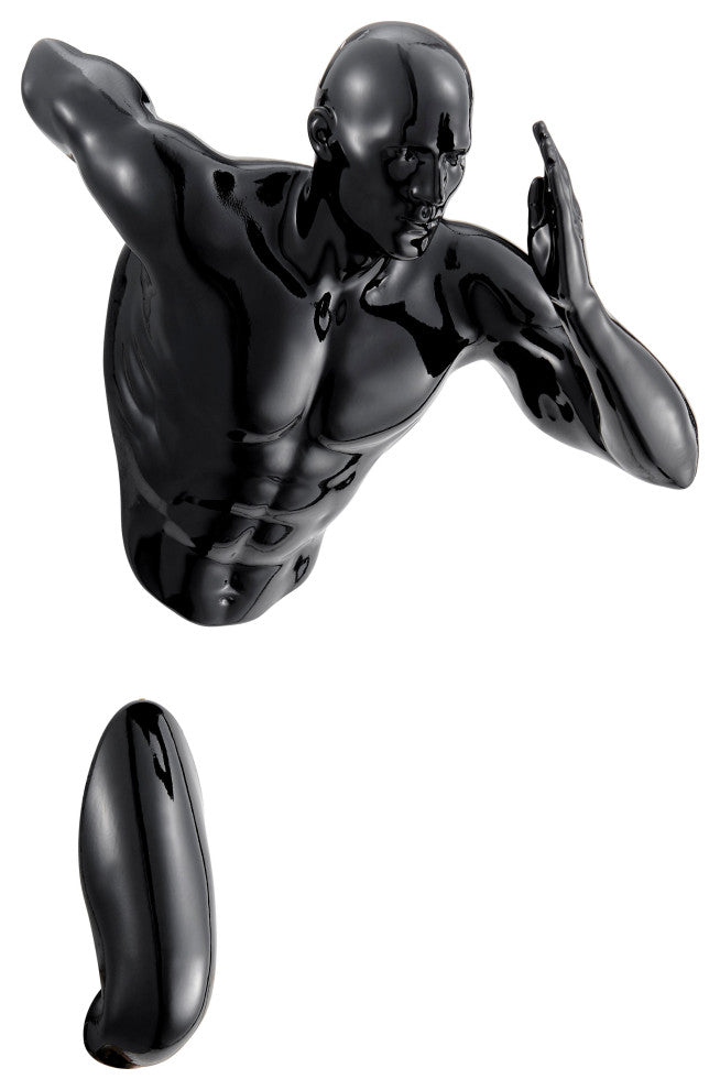 Glossy Wall Sculpture 13" Runner, Black