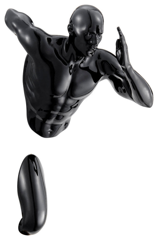 Glossy Wall Sculpture 13" Runner, Black