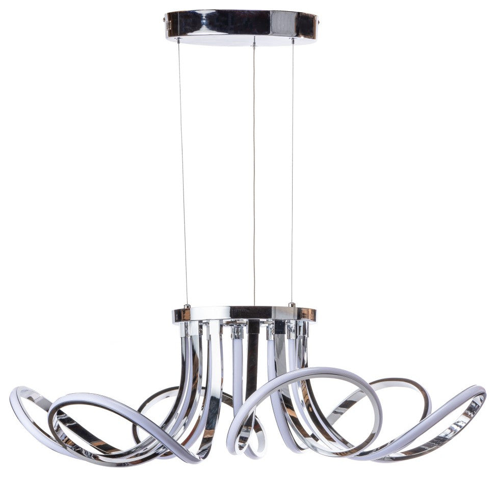 Finesse Decor 6 Petal Flower LED Strip Chandelier // Chrome and Dimmable, Chrome