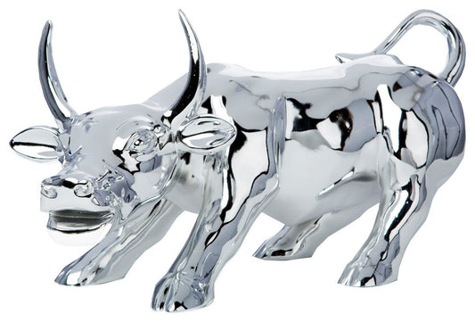 Finesse Decor Bull, Resin Sculpture, Chrome