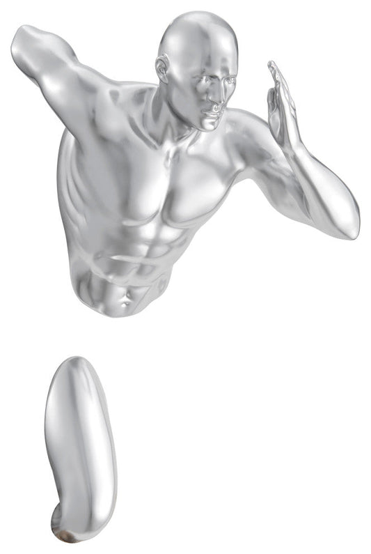 Glossy Wall Sculpture 13" Runner, Chrome