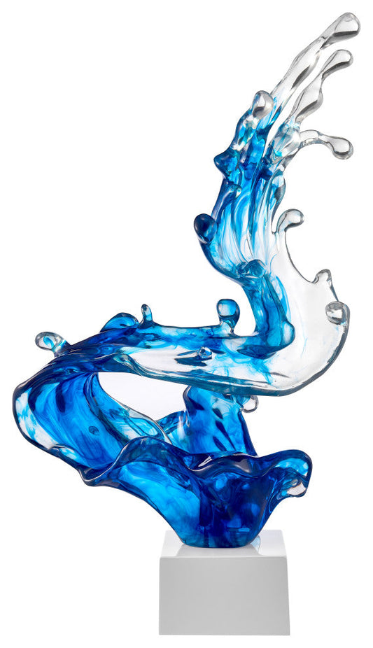 Braker Wave Sculpture // 21" Tall Tabletop Decor, Blue