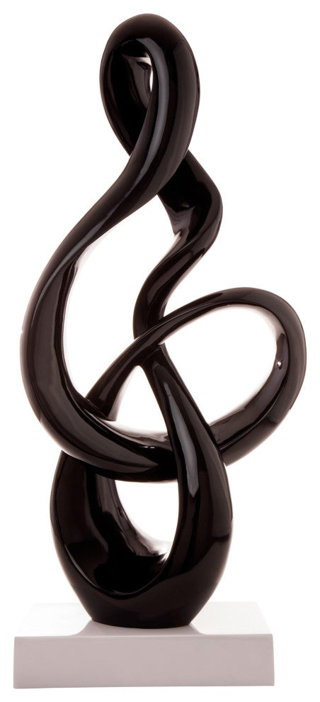 Abstract Fire Resin Sculpture, Black, Large